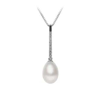 10-11mm AA - Drop Quality Freshwater Cultured Pearl Pendant in Adra White