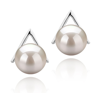 Africa White 8-9mm AAAA Quality Freshwater 925 Sterling Silver Cultured Pearl Earring Pair