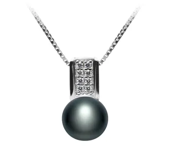 8-9mm AAA Quality Freshwater Cultured Pearl Pendant in Alina Black