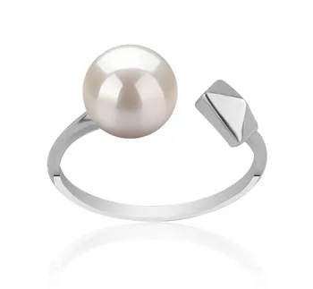 7-8mm AAAA Quality Freshwater Cultured Pearl Ring in Alma White