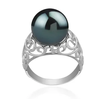 12-13mm AA Quality Tahitian Cultured Pearl Ring in Alva Black 12-13mm AA Quality Tahitian Cultured Pearl Ring in Alva Black