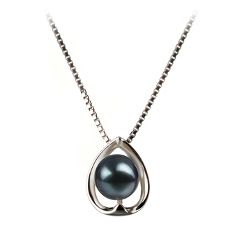 6-7mm AA Quality Japanese Akoya Cultured Pearl Pendant in Amanda Black