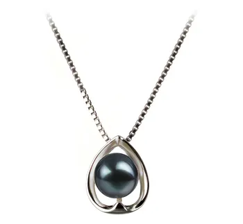 6-7mm AA Quality Japanese Akoya Cultured Pearl Pendant in Amanda Black