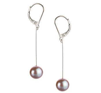 Amy Lavender 8-9mm AA Quality Freshwater 925 Sterling Silver Cultured Pearl Earring Pair