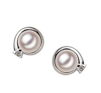 Angelina White 7-8mm AA Quality Japanese Akoya 925 Sterling Silver Cultured Pearl Earring Pair