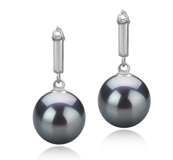 Aoife Black 8-9mm AAAA Quality Freshwater 925 Sterling Silver Cultured Pearl Earring Pair