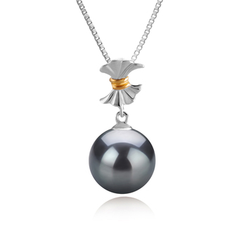 9-10mm AAA Quality Tahitian Cultured Pearl Pendant in Belva Black