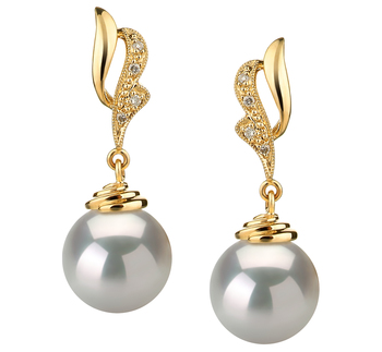 10-11mm AAA Quality South Sea Cultured Pearl Earring Pair in Bianka White