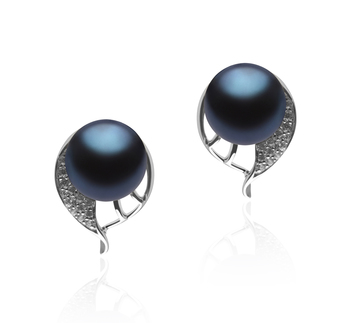 Carina Black 7-8mm AA Quality Freshwater 925 Sterling Silver Cultured Pearl Earring Pair