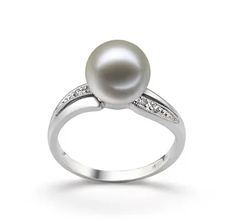 9-10mm AAAA Quality Freshwater Cultured Pearl Ring in Caroline White