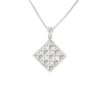 3-4mm AAAA Quality Freshwater Cultured Pearl Pendant in Carrie White