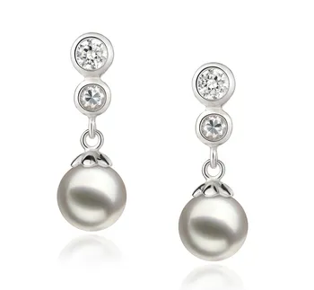7-8mm AA Quality Japanese Akoya Cultured Pearl Earring Pair in Colleen White 7-8mm AA Quality Japanese Akoya Cultured Pearl Earring Pair in Colleen White