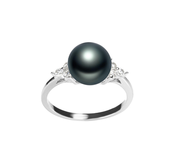 Dacey Black 8-9mm AAA Quality Freshwater 925 Sterling Silver Cultured Pearl Ring