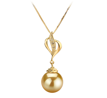 Damica Gold 10-11mm AAA Quality South Sea 14K Yellow Gold Cultured Pearl Pendant