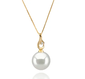 10-11mm AAA Quality South Sea Cultured Pearl Pendant in Darlene White