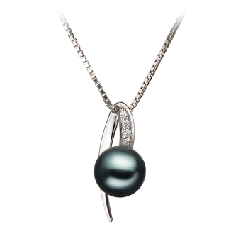 7-8mm AA Quality Japanese Akoya Cultured Pearl Pendant in Destina Black