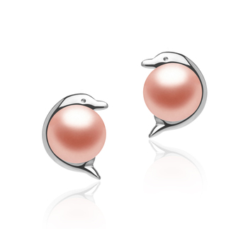 Dolphin Pink 5-6mm AAA Quality Freshwater 925 Sterling Silver Cultured Pearl Earring Pair