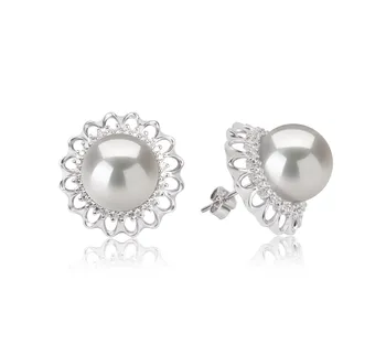 12-13mm AA+ Quality Freshwater - Edison Cultured Pearl Earring Pair in Edison Margot White