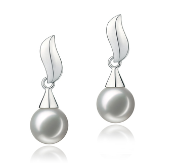 Edith White 7-8mm AA Quality Japanese Akoya 925 Sterling Silver Cultured Pearl Earring Pair