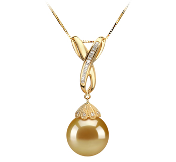 12-13mm AAA Quality South Sea Cultured Pearl Pendant in Edwina Gold