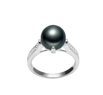 8-9mm AAA Quality Freshwater Cultured Pearl Ring in Erica Black