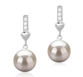 9-10mm AAAA Quality Freshwater Cultured Pearl Earring Pair in Erma White 9-10mm AAAA Quality Freshwater Cultured Pearl Earring Pair in Erma White