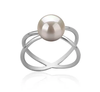 8-9mm AAA Quality Freshwater Cultured Pearl Ring in Esty White 8-9mm AAA Quality Freshwater Cultured Pearl Ring in Esty White