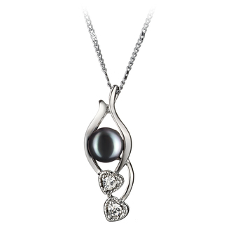 7-8mm AA Quality Freshwater Cultured Pearl Pendant in Eudora Black