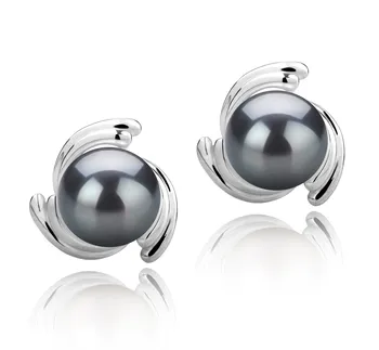 8-9mm AAA Quality Tahitian Cultured Pearl Earring Pair in Eva Black 8-9mm AAA Quality Tahitian Cultured Pearl Earring Pair in Eva Black