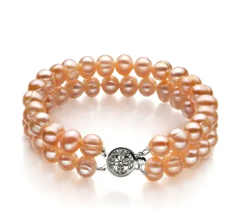 6-7mm A Quality Freshwater Cultured Pearl Bracelet in Evelina Pink