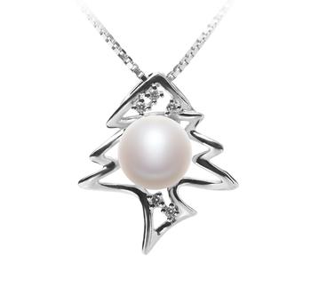 7-8mm AA Quality Freshwater Cultured Pearl Pendant in Fishbone White