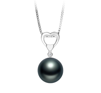 10-11mm AAA Quality Tahitian Cultured Pearl Pendant in Gabrielle Black