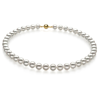 8-8.5mm Hanadama - AAAA Quality Japanese Akoya Cultured Pearl Necklace in Hanadama 23-inch White