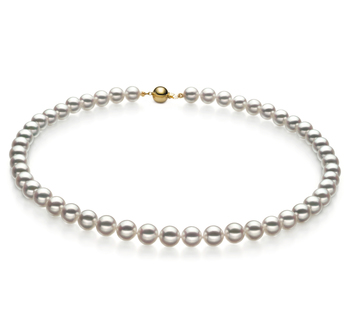 7-7.5mm Hanadama - AAAA Quality Japanese Akoya Cultured Pearl Necklace in Hanadama 23-inch White