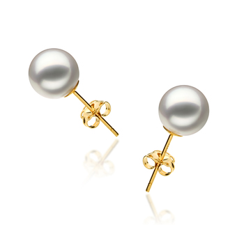 7.5-8mm Hanadama - AAAA Quality Japanese Akoya Cultured Pearl Earring Pair in Hanadama White