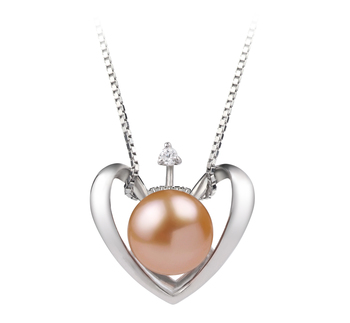 Heart Pink 9-10mm AA Quality Freshwater 925 Sterling Silver Cultured Pearl Pendant