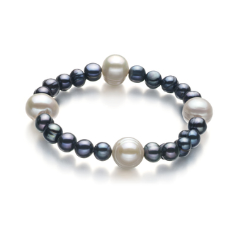 Irina Black and White 6-11mm A Quality Freshwater Cultured Pearl Bracelet
