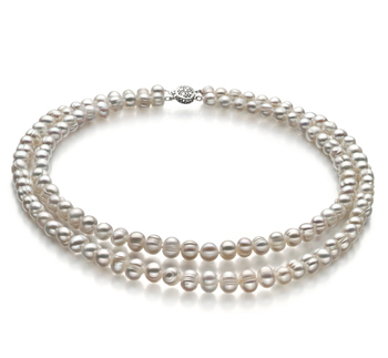 Julienne White 6-7mm Double Strand A Quality Freshwater Cultured Pearl Necklace