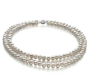 6-7mm A Quality Freshwater Cultured Pearl Necklace in Julienne White