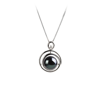 9-10mm AA Quality Freshwater Cultured Pearl Pendant in Kelly Black