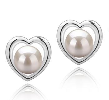 Kimberly-Heart White 8-9mm AAAA Quality Freshwater 925 Sterling Silver Cultured Pearl Earring Pair