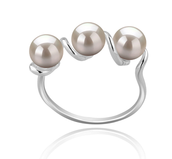 5-6mm AAAA Quality Freshwater Cultured Pearl Ring in Kitty White