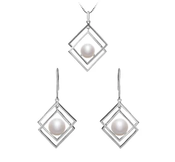 8-9mm AAA Quality Freshwater Cultured Pearl Set in Lilian White
