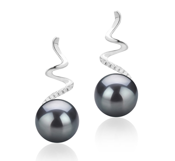 Lolita Black 8-9mm AAAA Quality Freshwater 925 Sterling Silver Cultured Pearl Earring Pair