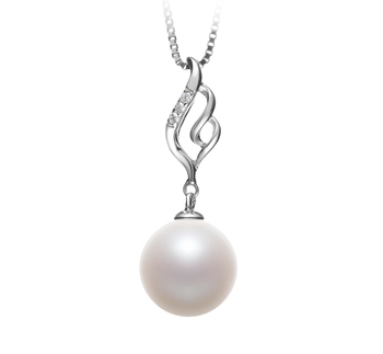 10-11mm AAAA Quality Freshwater Cultured Pearl Pendant in Loretta White