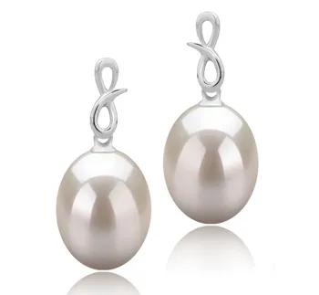 9-10mm AAA Quality Freshwater Cultured Pearl Earring Pair in Lucille White 9-10mm AAA Quality Freshwater Cultured Pearl Earring Pair in Lucille White