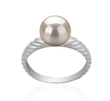 8-9mm AAAA Quality Freshwater Cultured Pearl Ring in Mada White