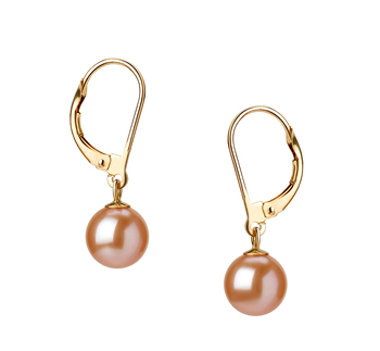 7-8mm AAAA Quality Freshwater Cultured Pearl Earring Pair in Marcella Pink