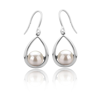 7-8mm AAAA Quality Freshwater Cultured Pearl Earring Pair in Marcia White