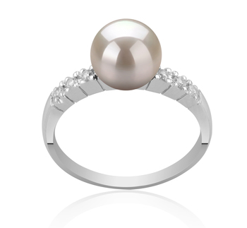 7-8mm AAA Quality Japanese Akoya Cultured Pearl Ring in Marian White